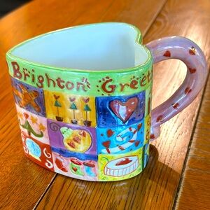 Brighton Greetings Coffee Mug Cup Heart Shaped Large Holiday Mug VGUC